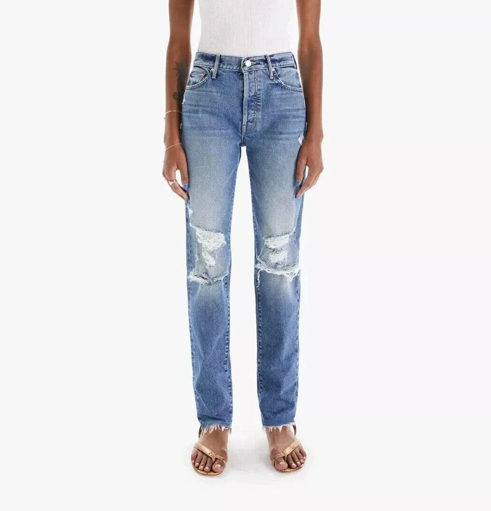 Mother Superior The Trickster Skimp Fray Blue Denim Jeans Thrill Seeker Size 25